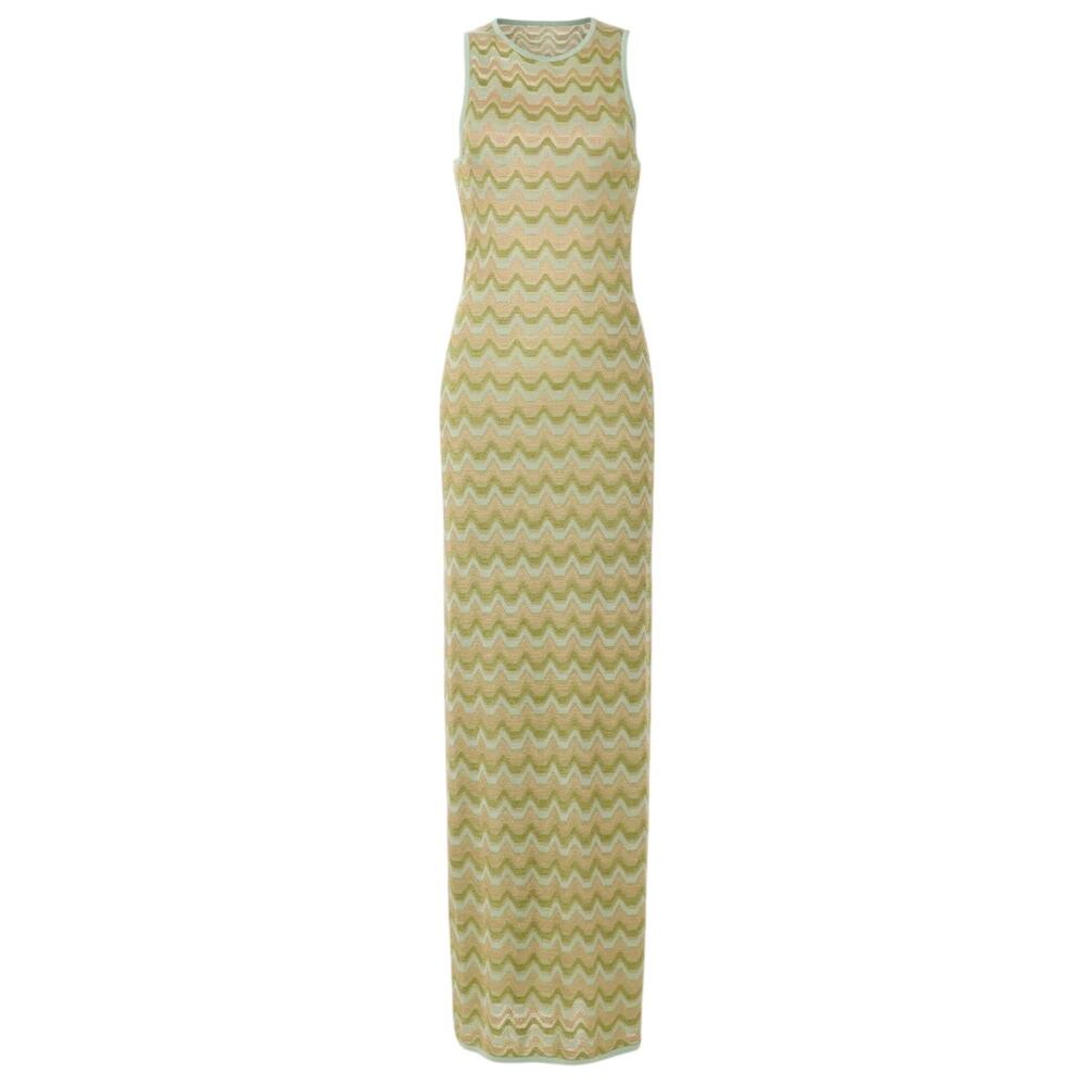 Devon Windsor Green Zigzag Knit Maxi Dress SMALL Tank Vacation Designer $345 - Picture 10 of 14